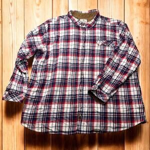 Legendary Whitetails Shirt Mens 4XT Red Blue Plaid Flannel Buck Camp Outdoorsman
